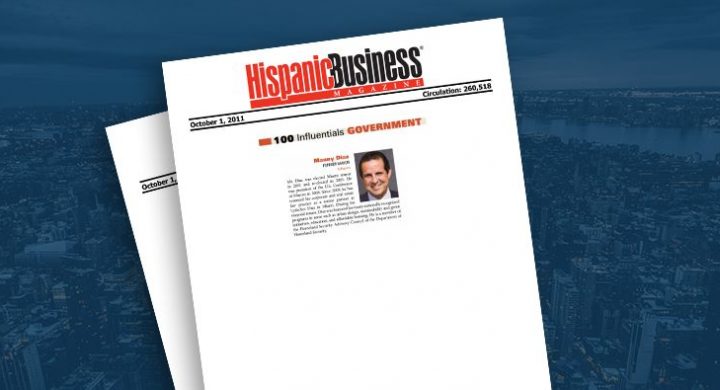 Picture of photo cover of article= Hispanic Business Magazine 100 influential Government Manny Diaz 10-01-11