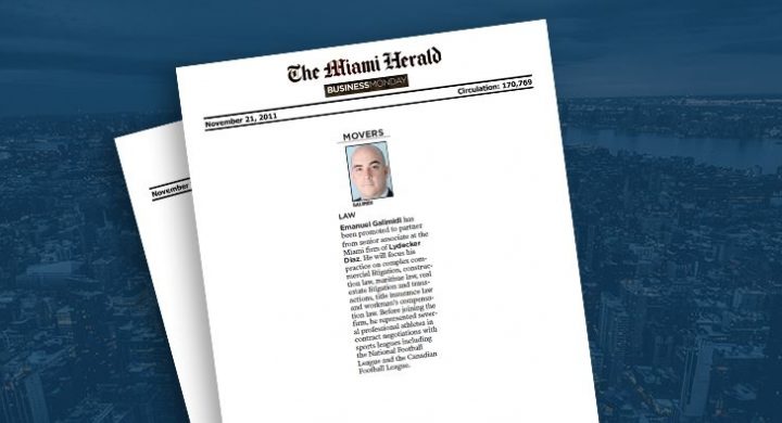 Picture of photo cover of article= Miami herald business monday, movers emanuel galimidi 11-21-11