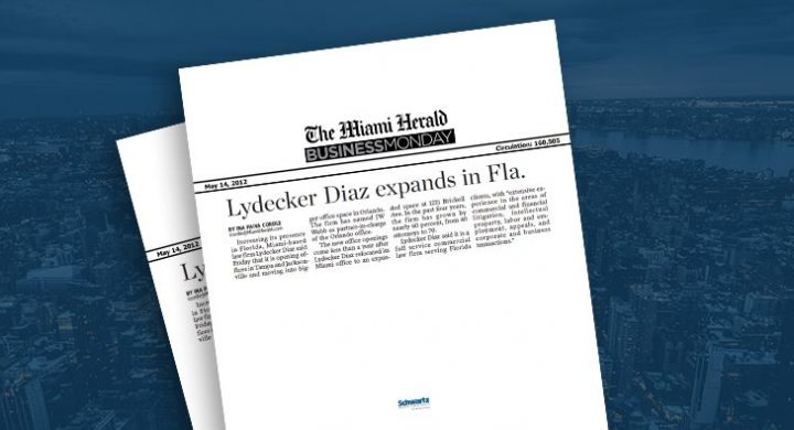 Picture of photo cover of article= Miami Herald - Business Monday Lydecker Diaz expands in Fla 05-14-12