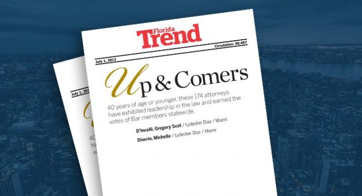 Picture of photo cover of article= Florida Trend- Florida Legal Elite 2012 Up & Comers 07-01-12