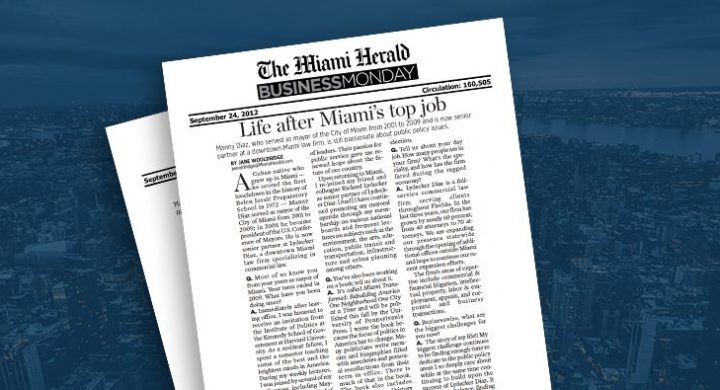 Picture of photo cover of article= Miami herald business monday life after miami top job 09-09-12