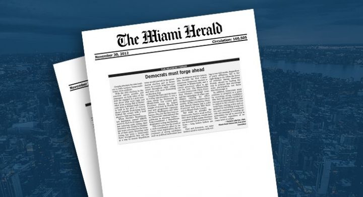 Picture of photo cover of article= Miami herald. democrats must forge ahead 11-30-12